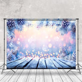 Lofaris Bokeh Holz Boden Schneebedeckt Kiefer Blatt Weihnachten Hintergrund